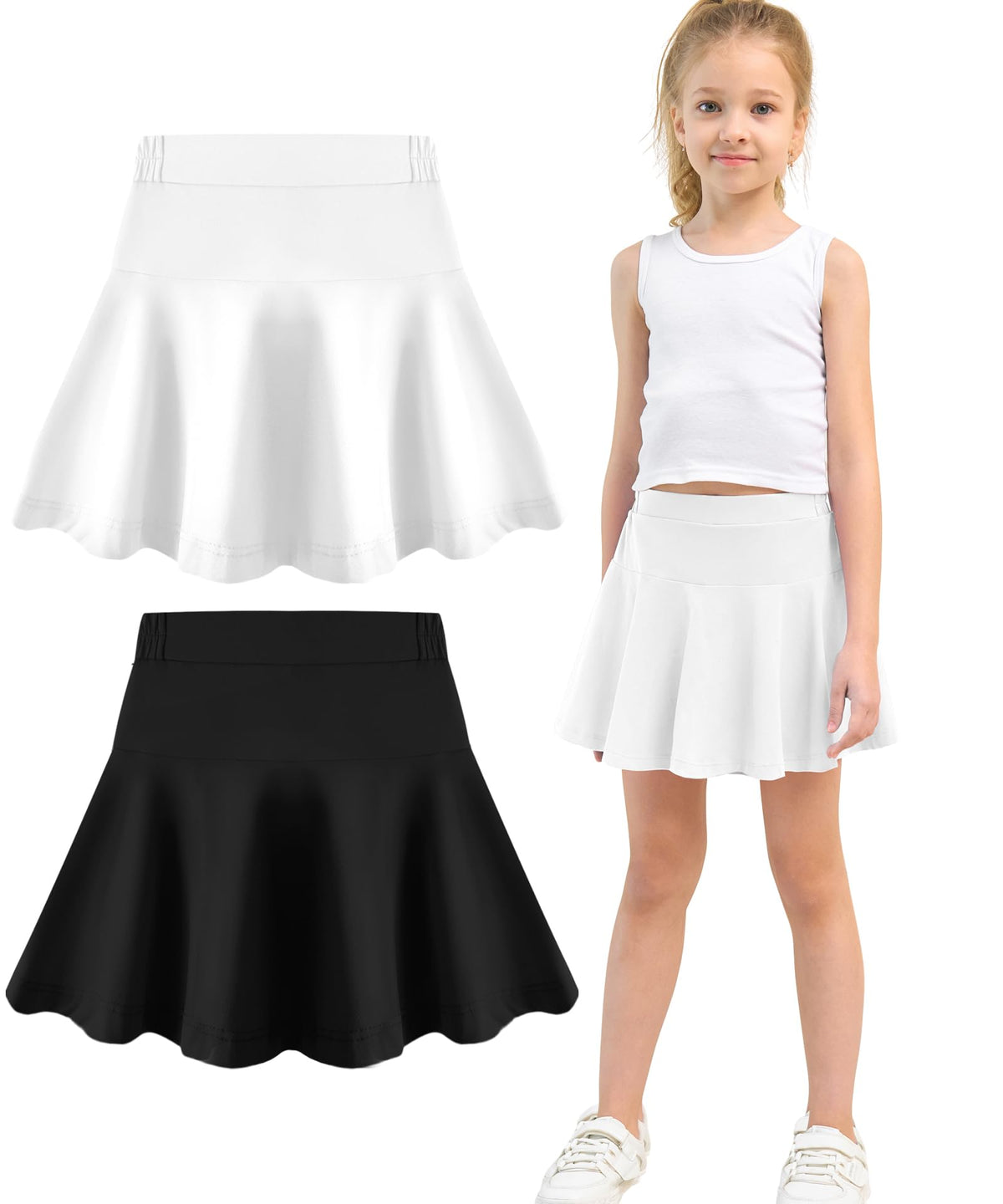 Toddler Skirt Little Girls Athletic Uniform Skorts Golf Outfit Cheer Tennis Skirts with Shorts