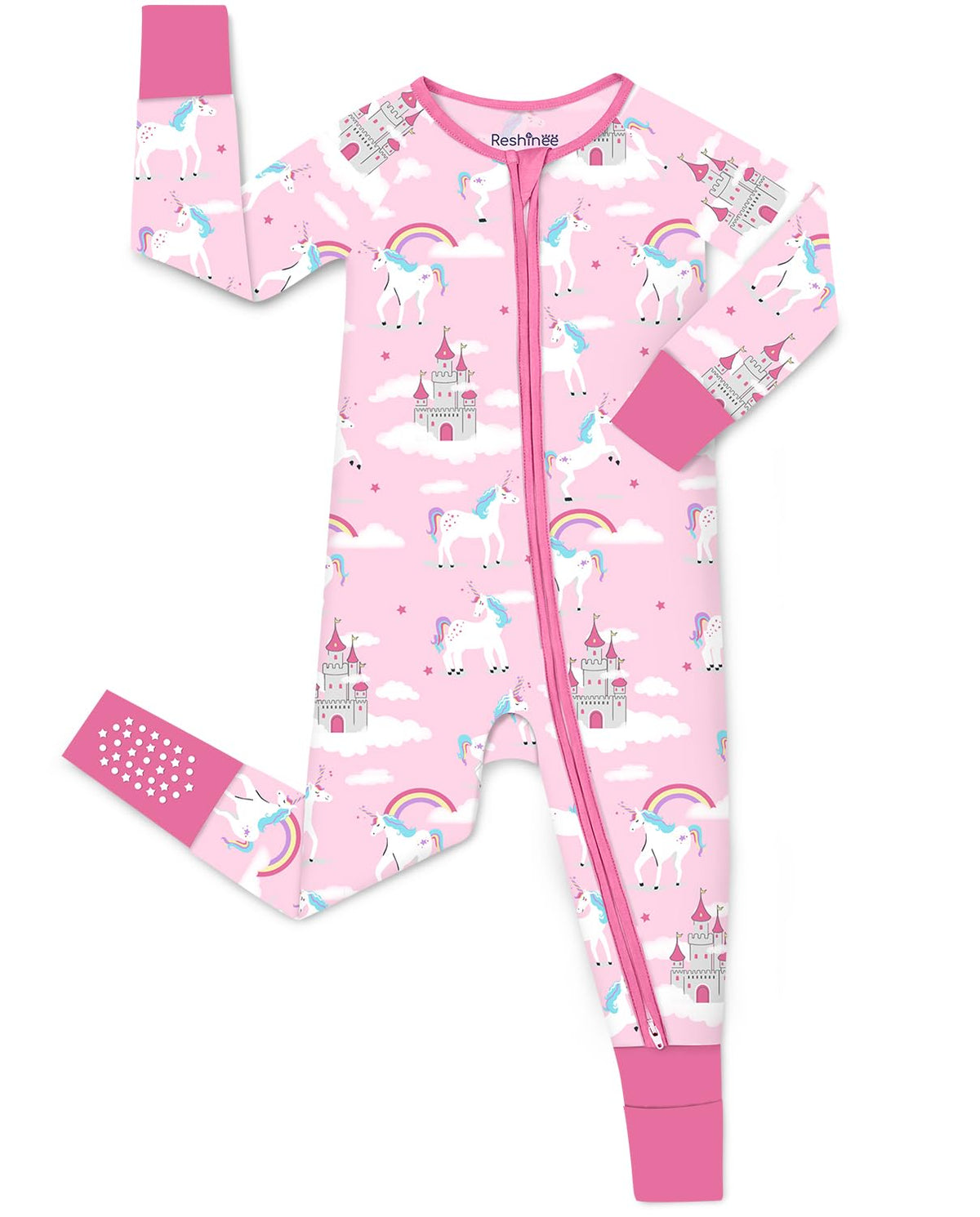 babee Reshinee Viscose derived from bamboo Baby Pajamas Convertible Footie Sleepers for Baby Girl 2-Way Zipper Onesies 0-24M