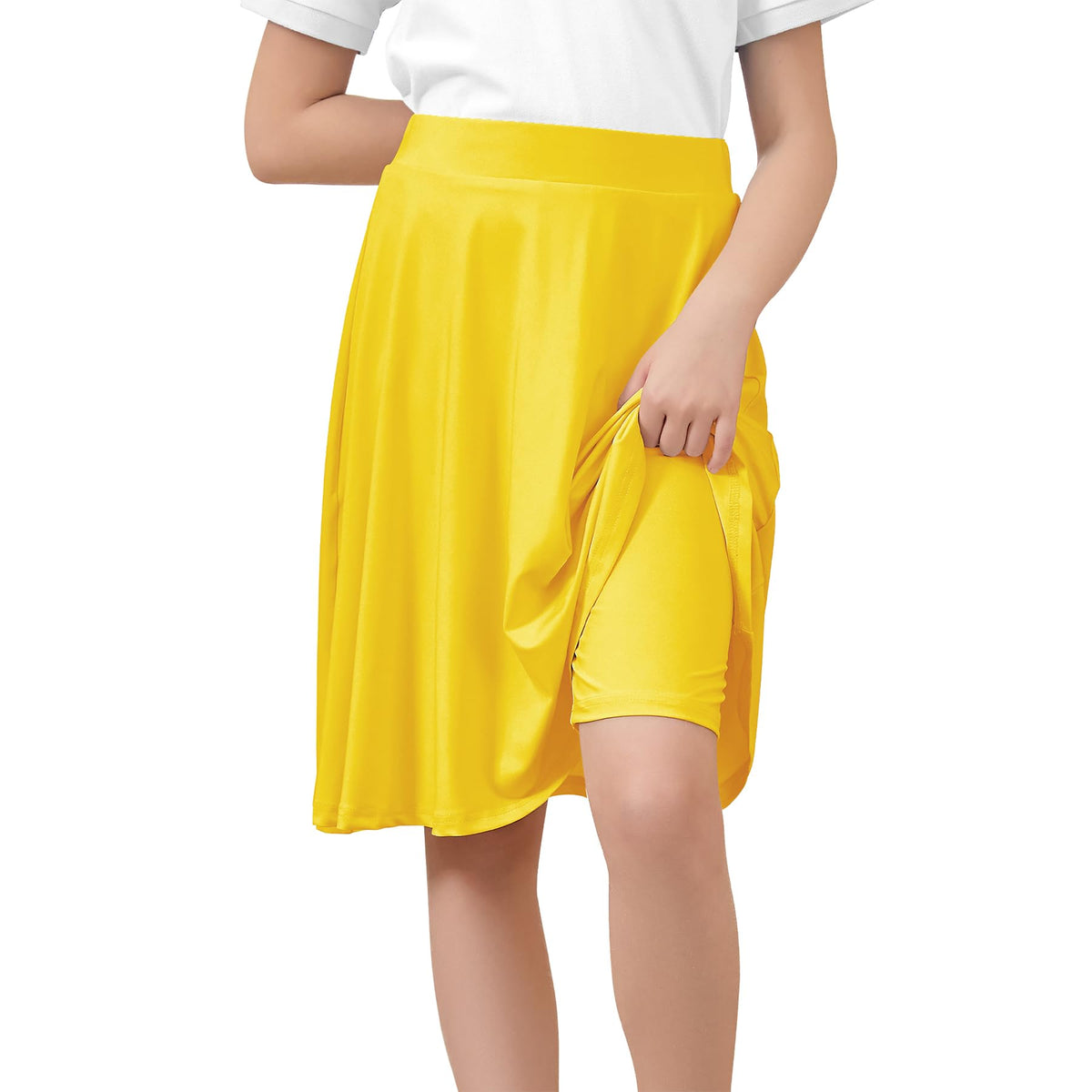 Zando Knee Length Skorts for Girls A Line Uniform Skirt with Shorts 6-14Y