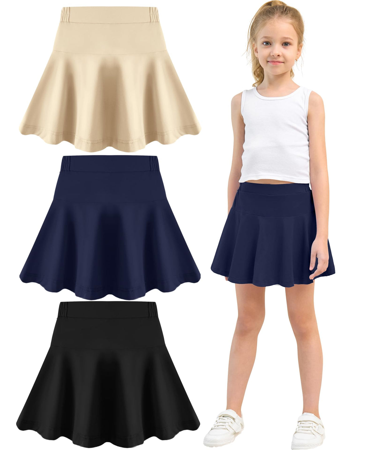 Toddler Skirt Little Girls Athletic Uniform Skorts Golf Outfit Cheer Tennis Skirts with Shorts
