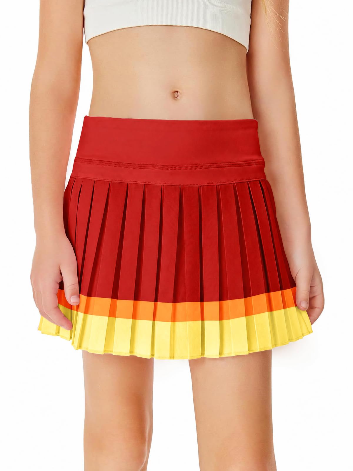 Haloumoning Girls Pleated Skirts with Shorts Athletic Tennis Skirt Skorts