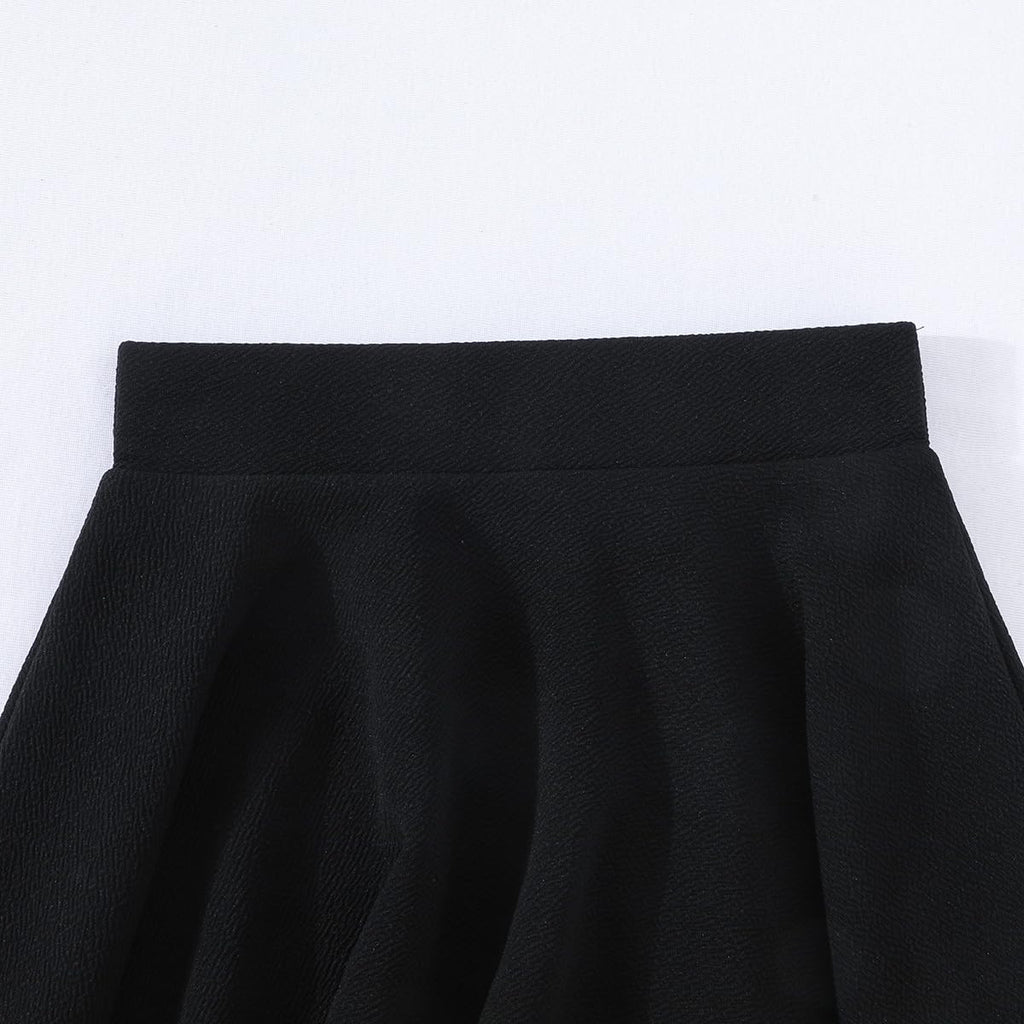 Girls Solid Skater Skirt High Waist Flared A-Line Mini Casual Skirt