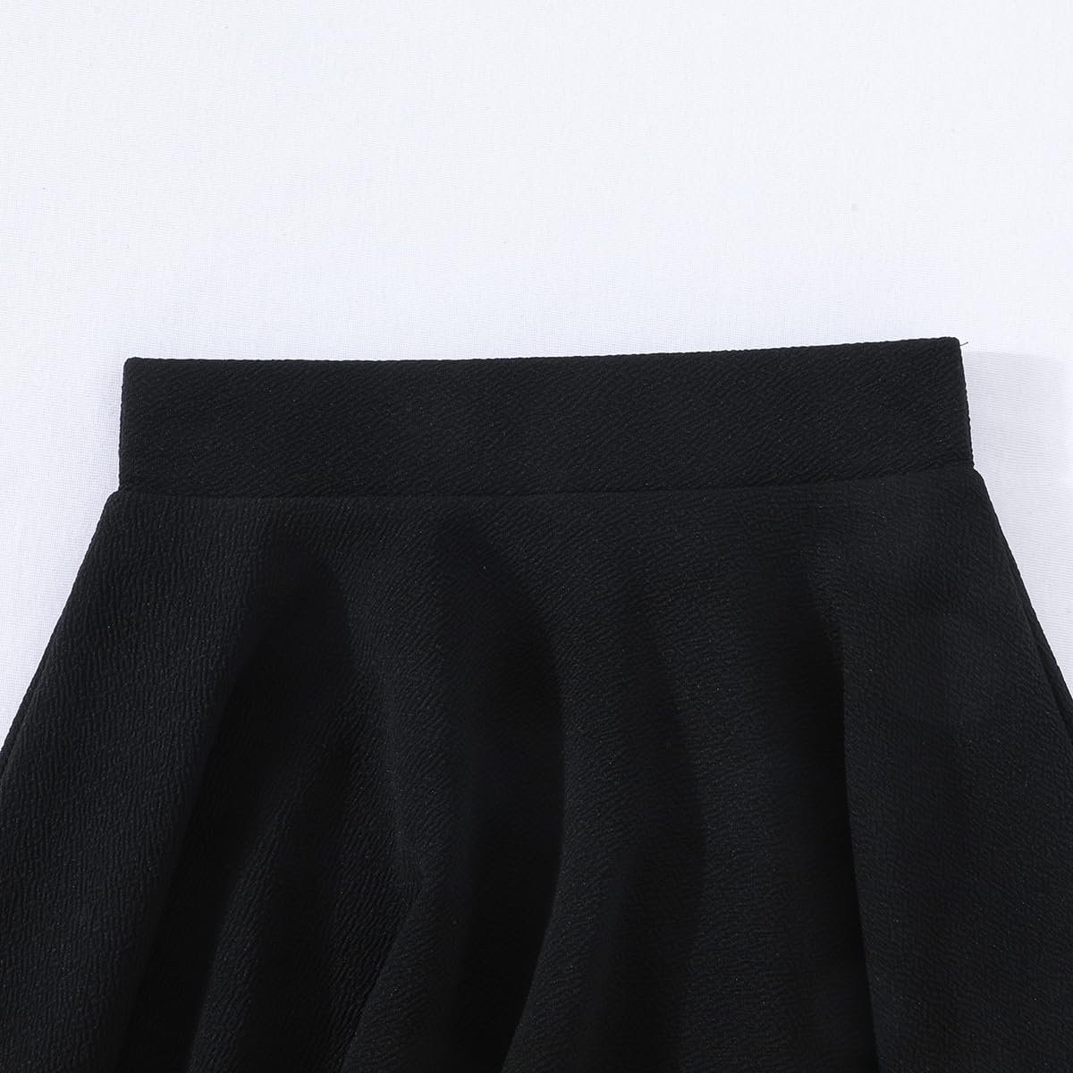 Girls Solid Skater Skirt High Waist Flared A-Line Mini Casual Skirt