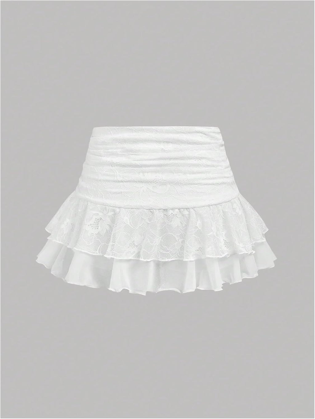 BEAUDRM Girl's Y2k Lace Mini Skirt Ruched Layered Ruffle A Line Flared Skorts Cute Shorts Summer Outfits