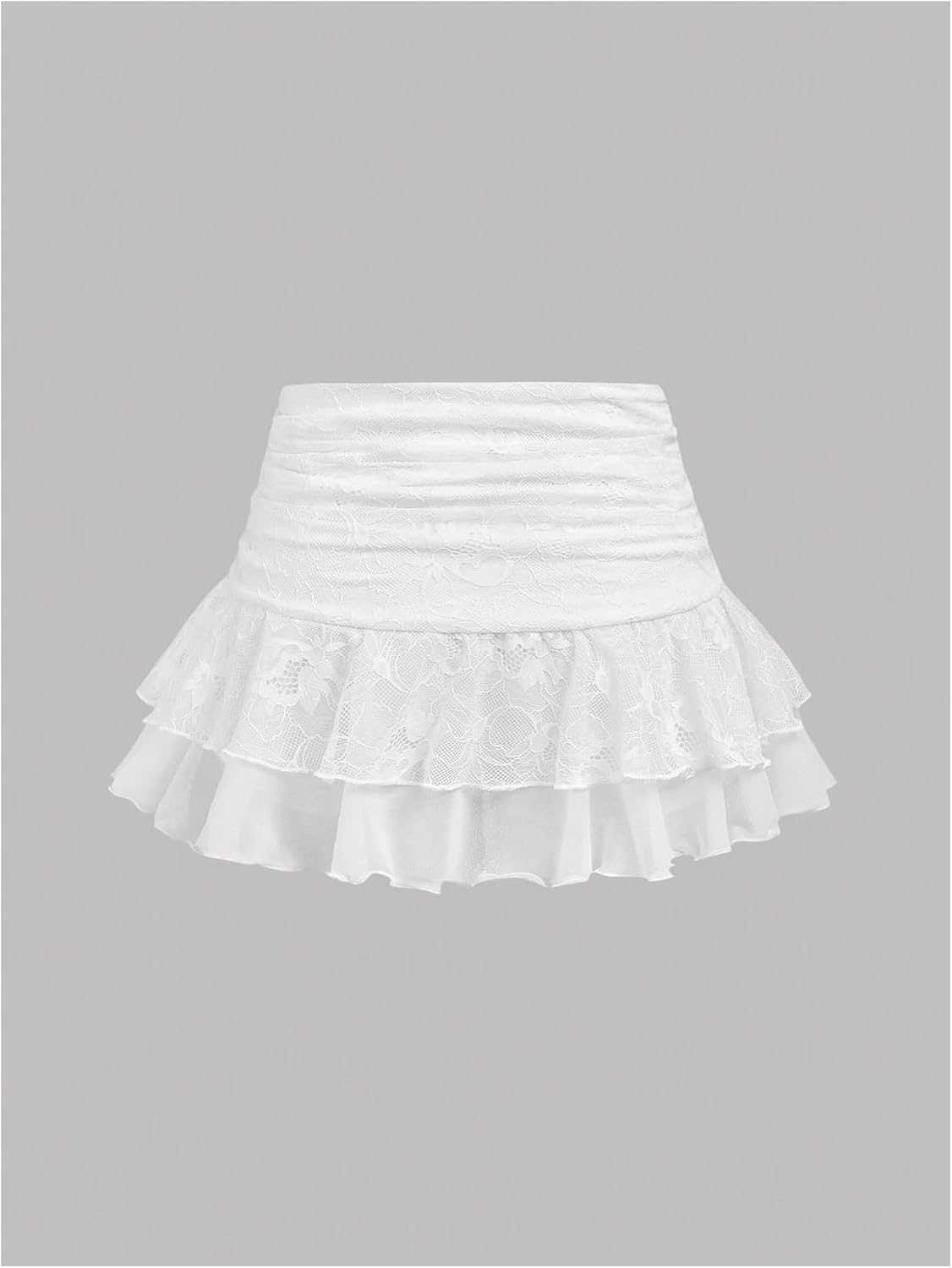 BEAUDRM Girl's Y2k Lace Mini Skirt Ruched Layered Ruffle A Line Flared Skorts Cute Shorts Summer Outfits