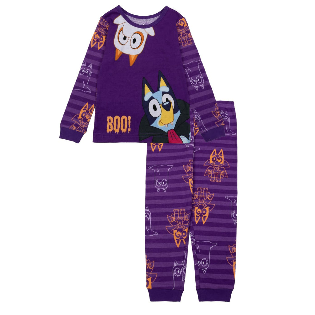 Bluey Girls' 2-piece Snug-fit Cotton Holiday Pajama Set, Soft & Cute for Kids
