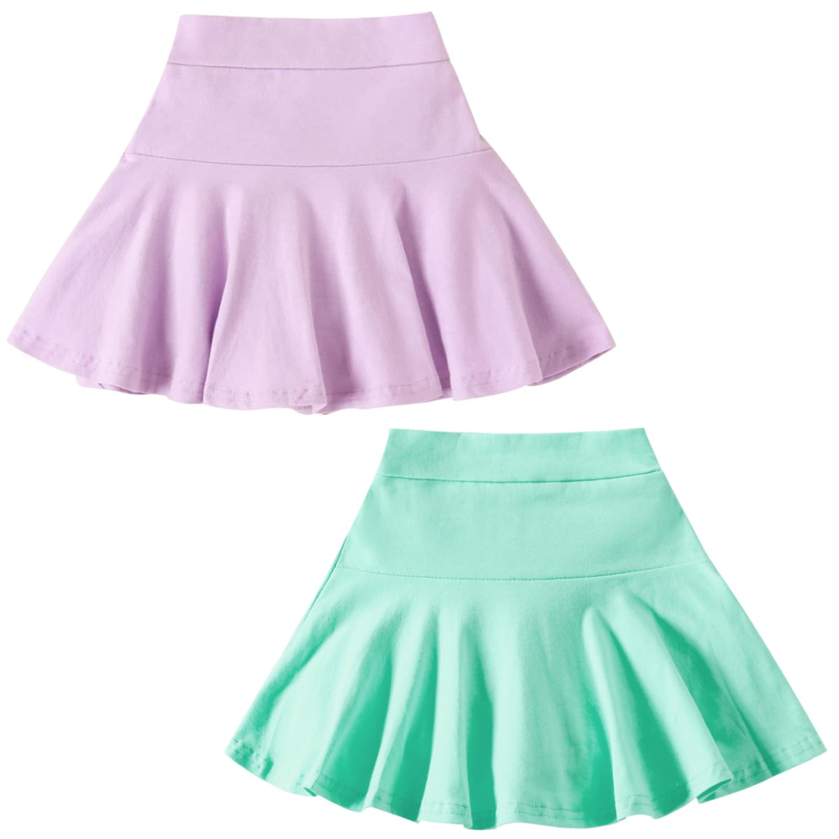 DREAM BUS 2 Pack Girl Pleated Skirts Built in Shorts Little Kid Tennis Skorts Toddler Girl Athletic Flowy Skorts Skirts