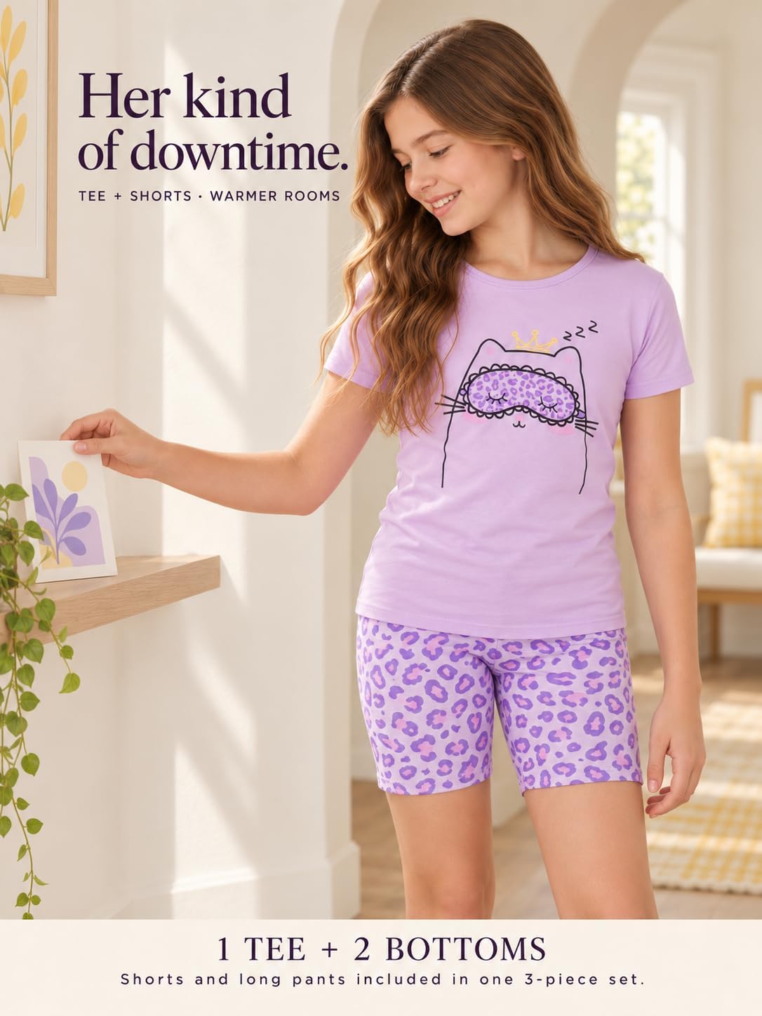 Topgal Little & Big Girls Cotton Knit Pajamas, 3-Piece Set, Sizes 4-14