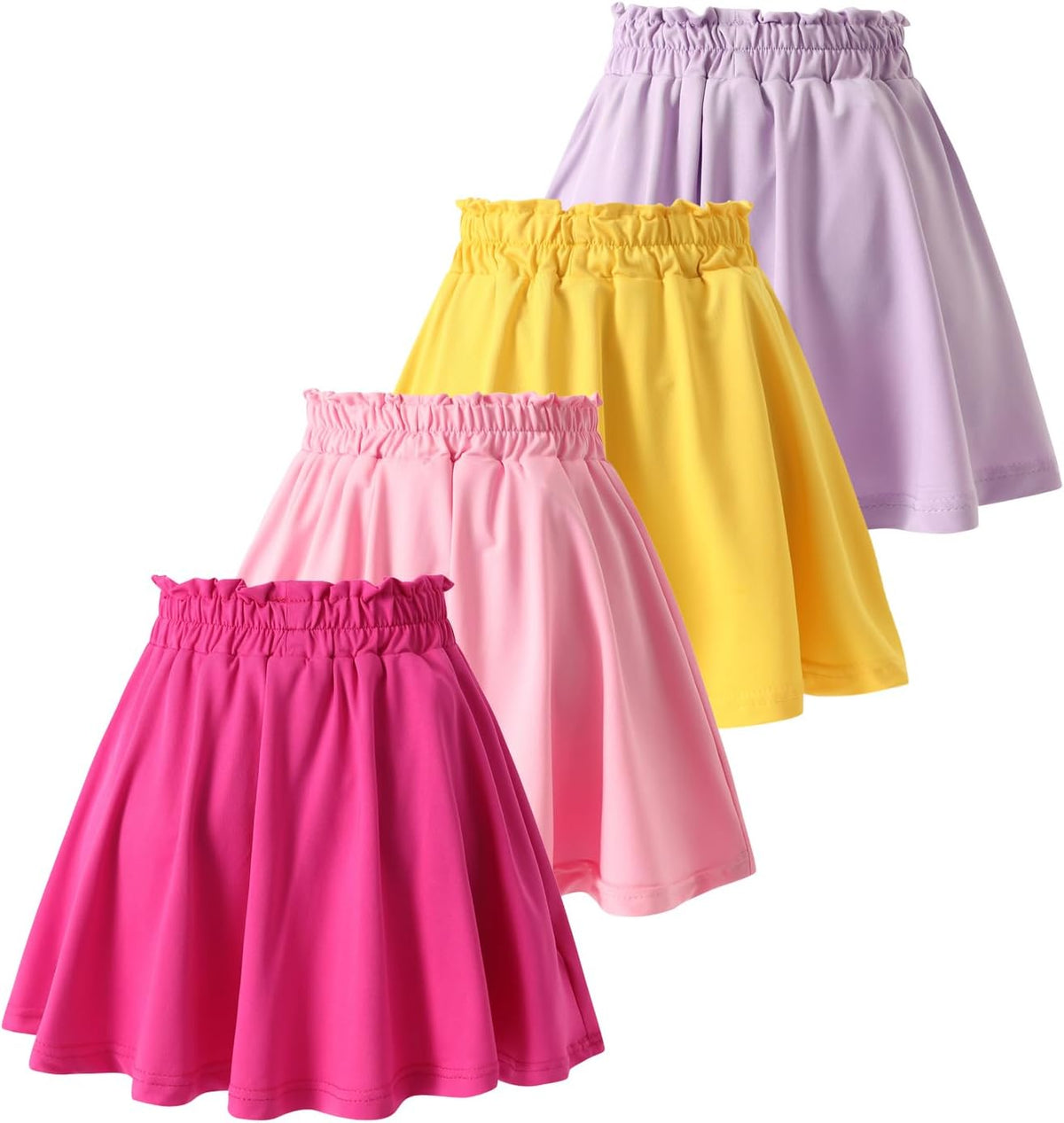 Girls 4 Pack Athletic Skirts Set Tennis Golf Skirts with Shorts Running Flowy Skorts 3-12Y