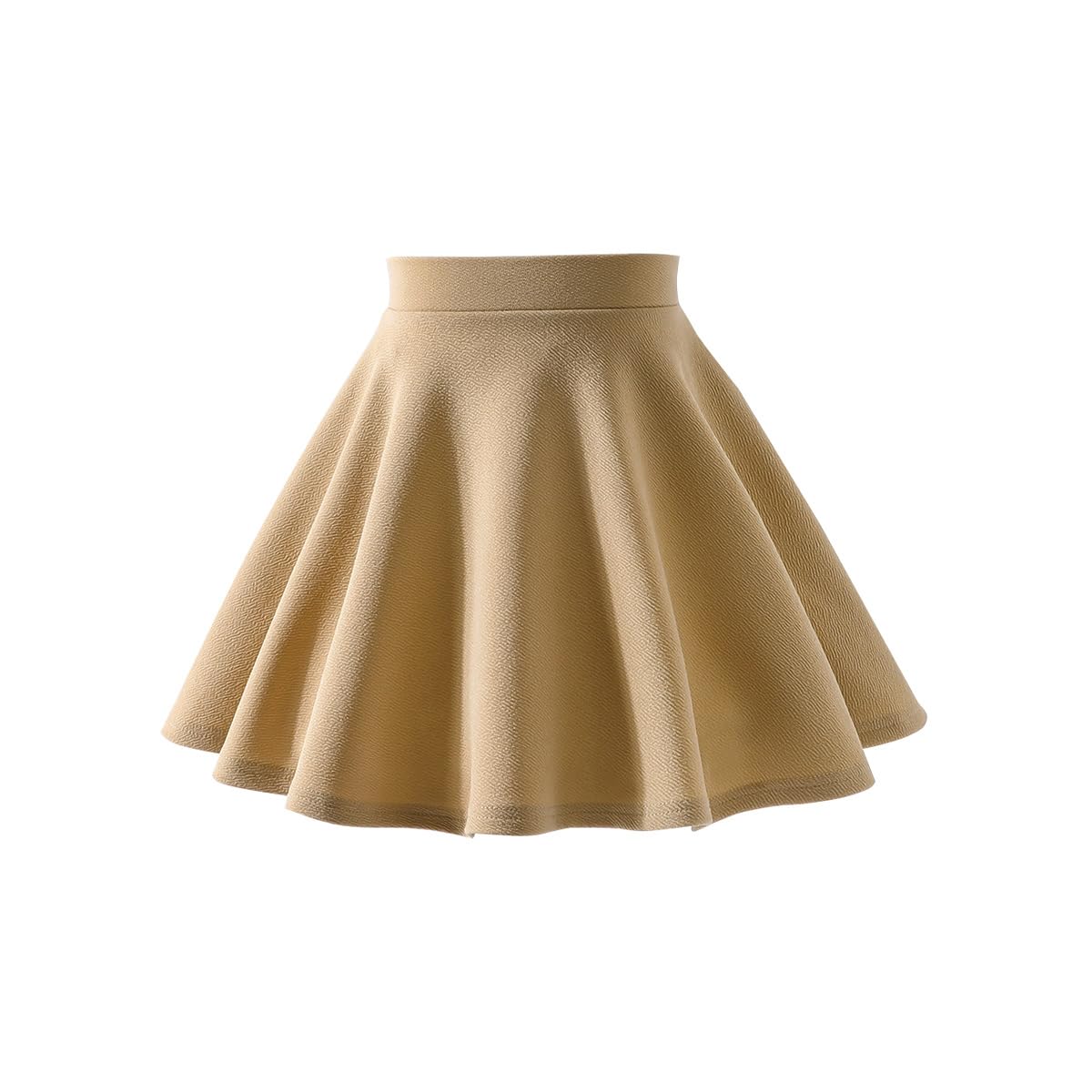 Girls Solid Skater Skirt High Waist Flared A-Line Mini Casual Skirt