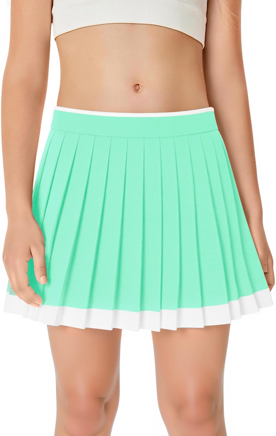Haloumoning Girls Pleated Tennis Skirts Athletic Skorts with Pockets