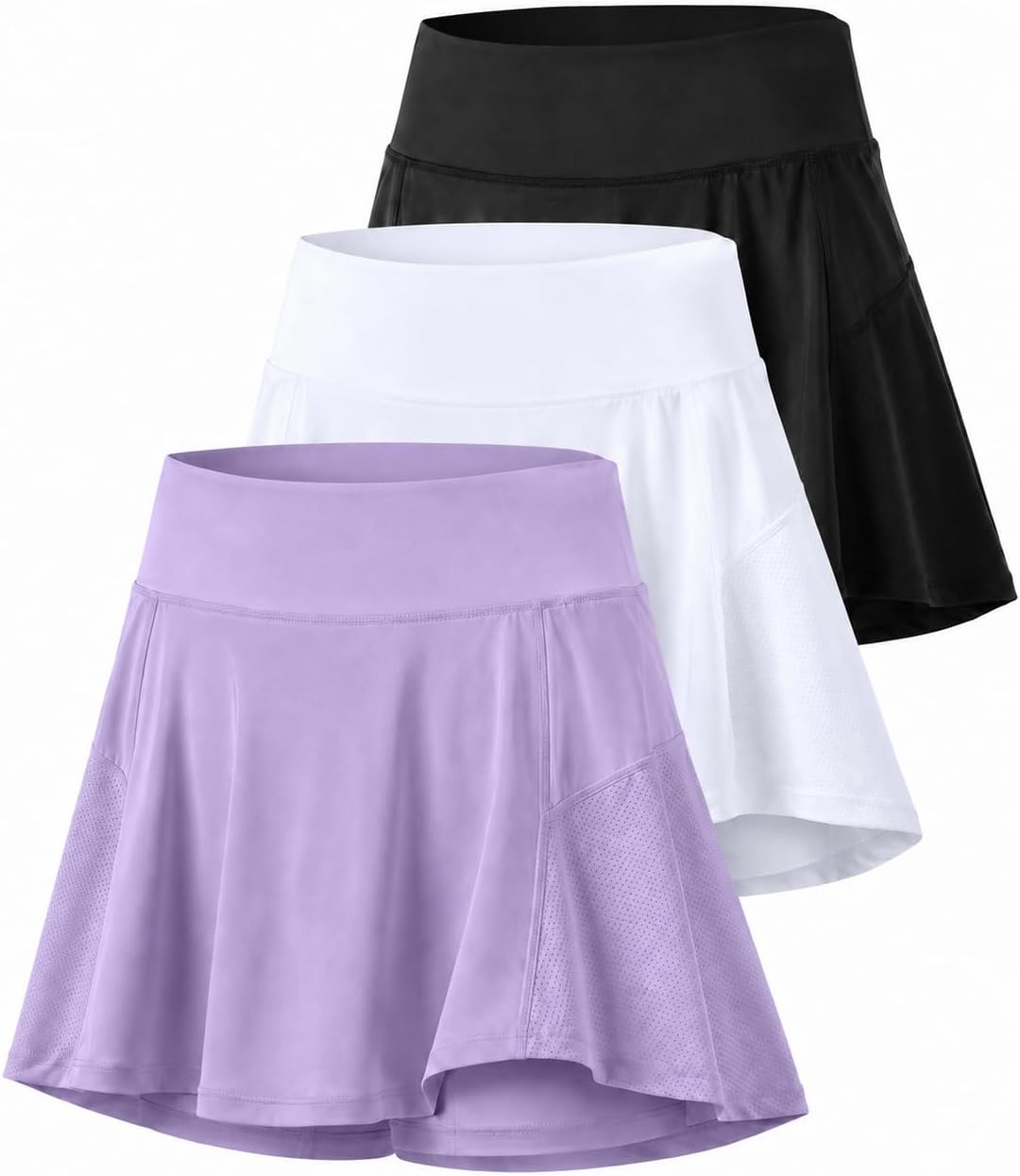 3 Pack Youth Girls Athletic Skirts with Built-in Shorts