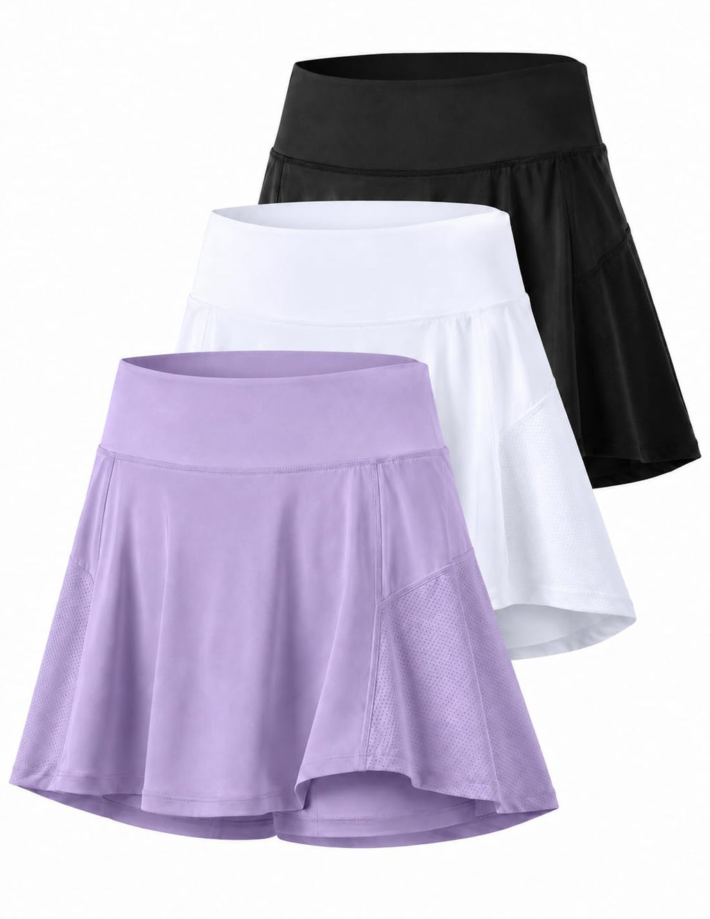 3 Pack Youth Girls Athletic Skirts with Built-in Shorts