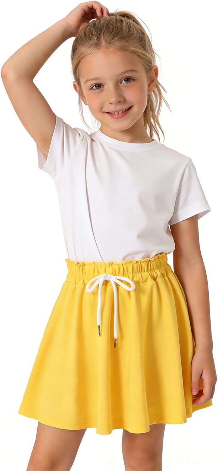 Girls 4 Pack Athletic Skirts Set Tennis Golf Skirts with Shorts Running Flowy Skorts 3-12Y