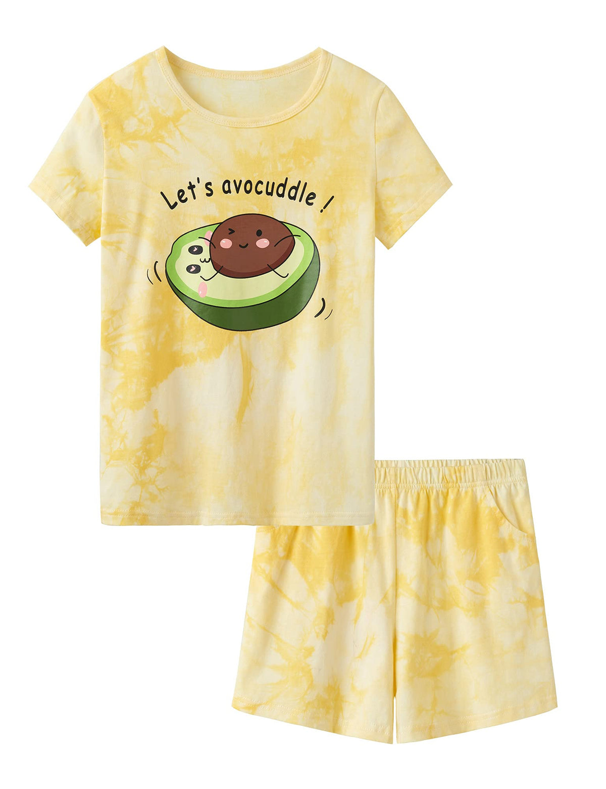 Tebbis Girls Tie Dye Short Sleeve Pajamas Cotton Loungewear Size 4T-18