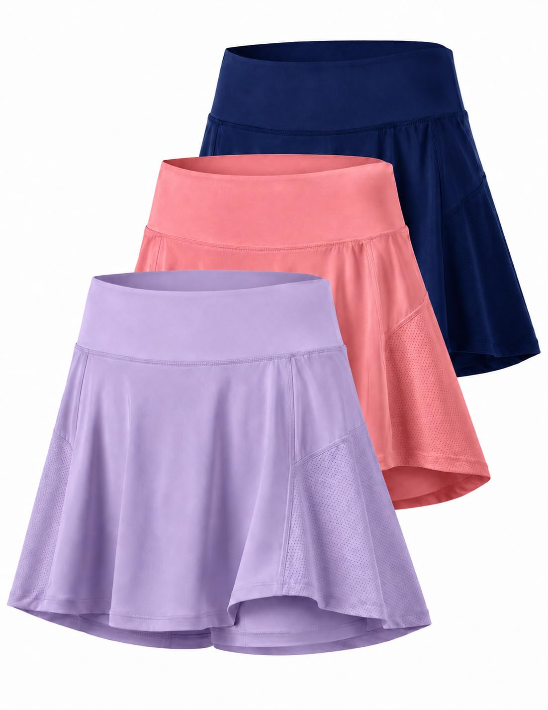 3 Pack Youth Girls Athletic Skirts with Built-in Shorts