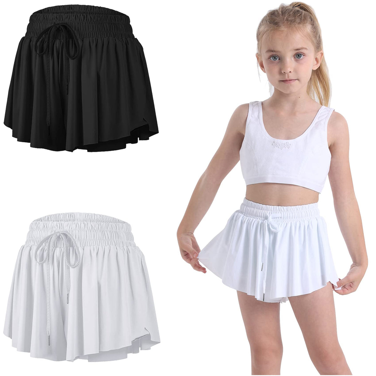 3 Pack Butterfly Flowy Shorts Skirts for Girls Tennis Cheer Stuff Athletic Preppy Running Sports Skirt for Teen Girls