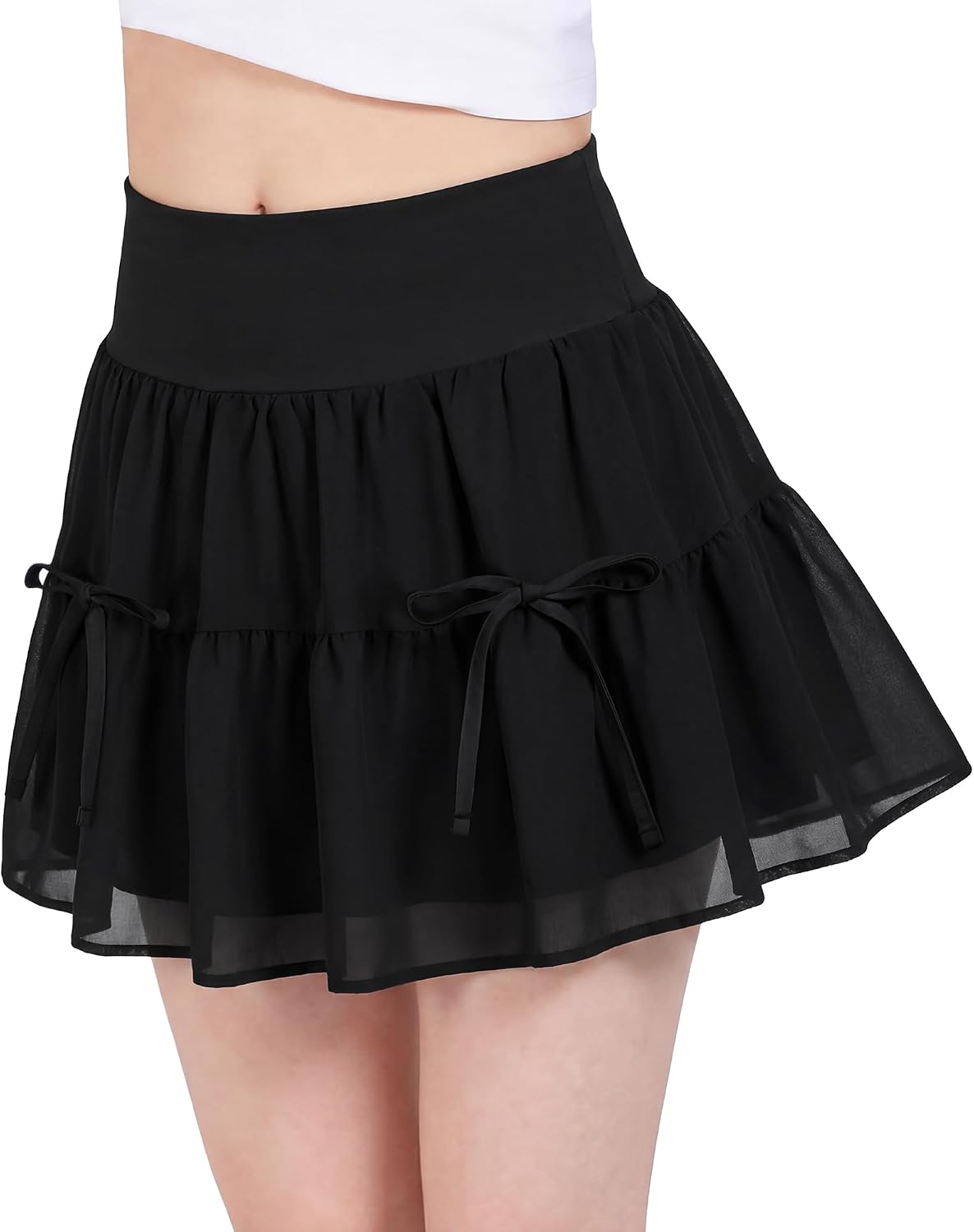 Stelle Girls Tiered Skirt with Built-in Shorts, Pockets & Bows