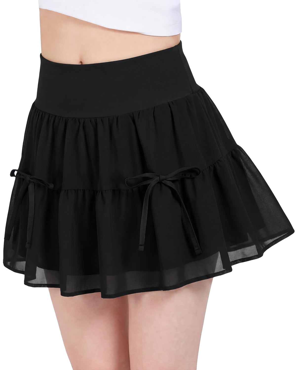 Stelle Girls Tiered Skirt with Built-in Shorts, Pockets & Bows