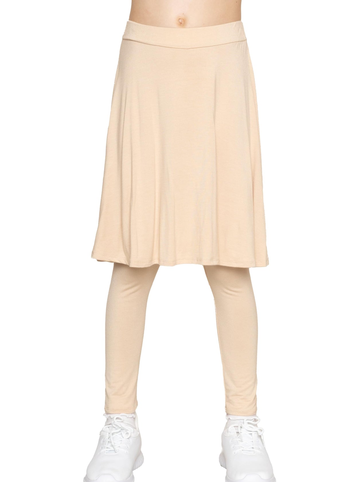 STRETCH IS COMFORT Girls Knee Length A-line Skirt with Built-in Shorts or Leggings