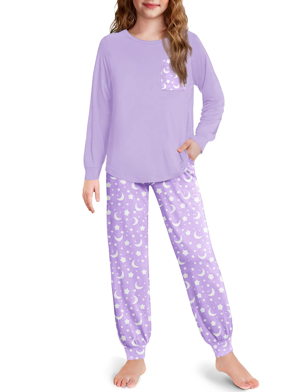 Arshiner Pajamas for Girls Long Sleeve Pjs Set Soft Ankle Cuff Sleepwear