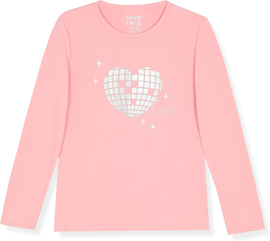 Sleep On It Girls Pajama Set Long Sleeve Shirts & Fleece Sleep Pants Kids Sleepwear Soft & Cozy Pajamas for Girls Sizes 4-14
