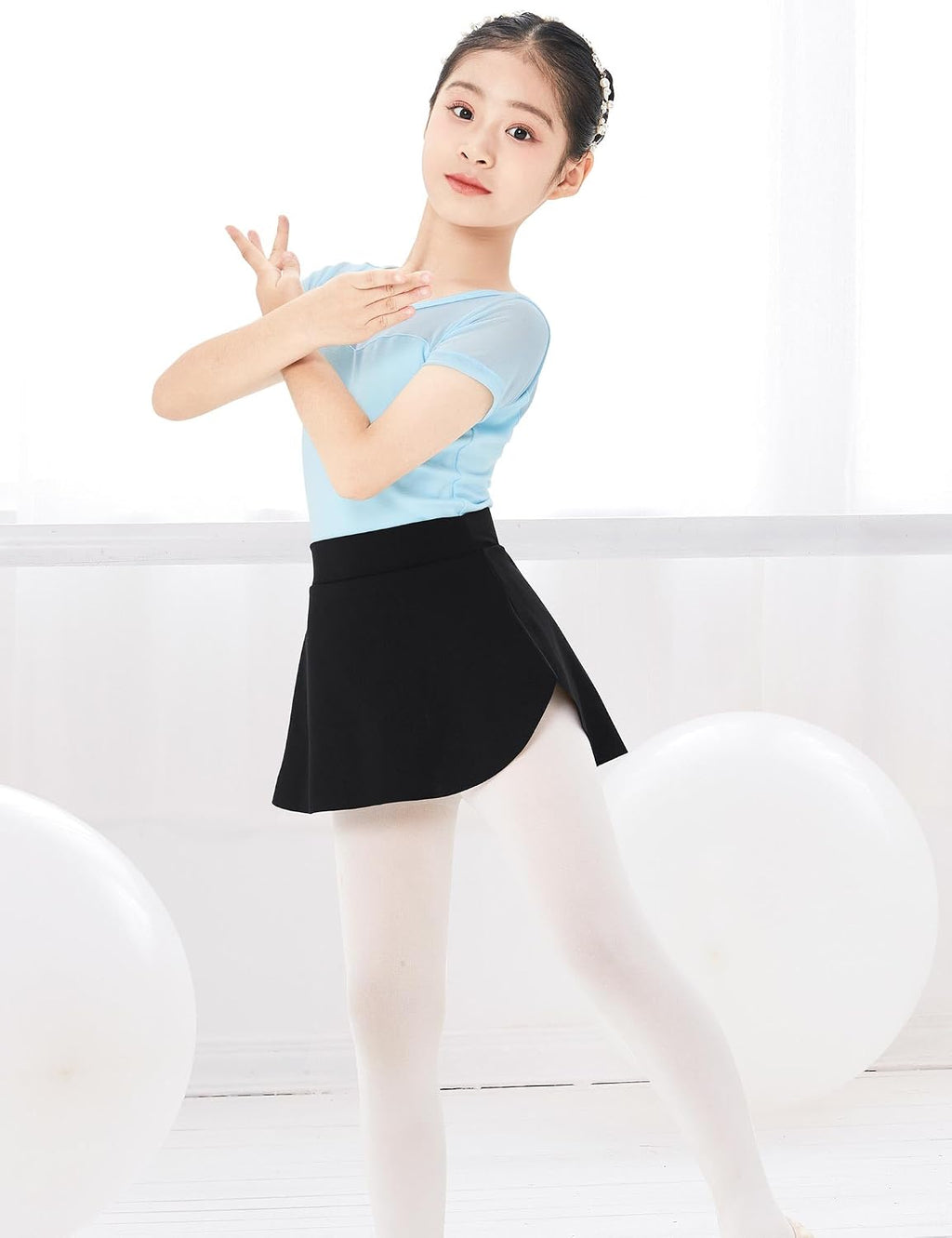 Girls Kids Pull on Ballet Skirts Elastic Short Mini Dance Skirt