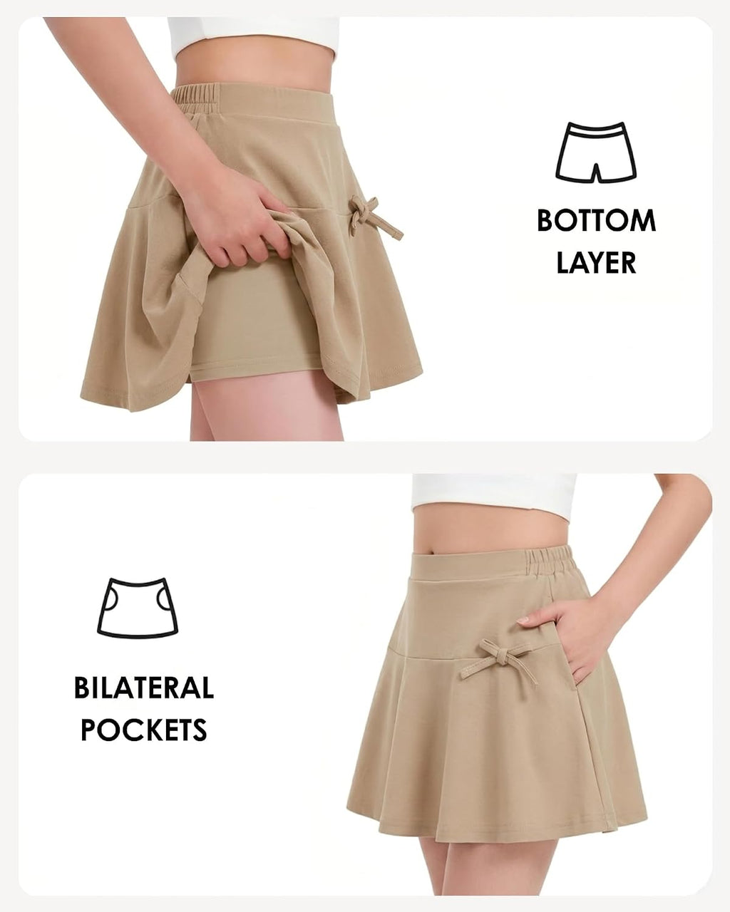Girls School Uniform Skirts: High Elastic Waist Mini Pleated Skirt Casual Stretch Skater Skort for Girls 4-9 Years