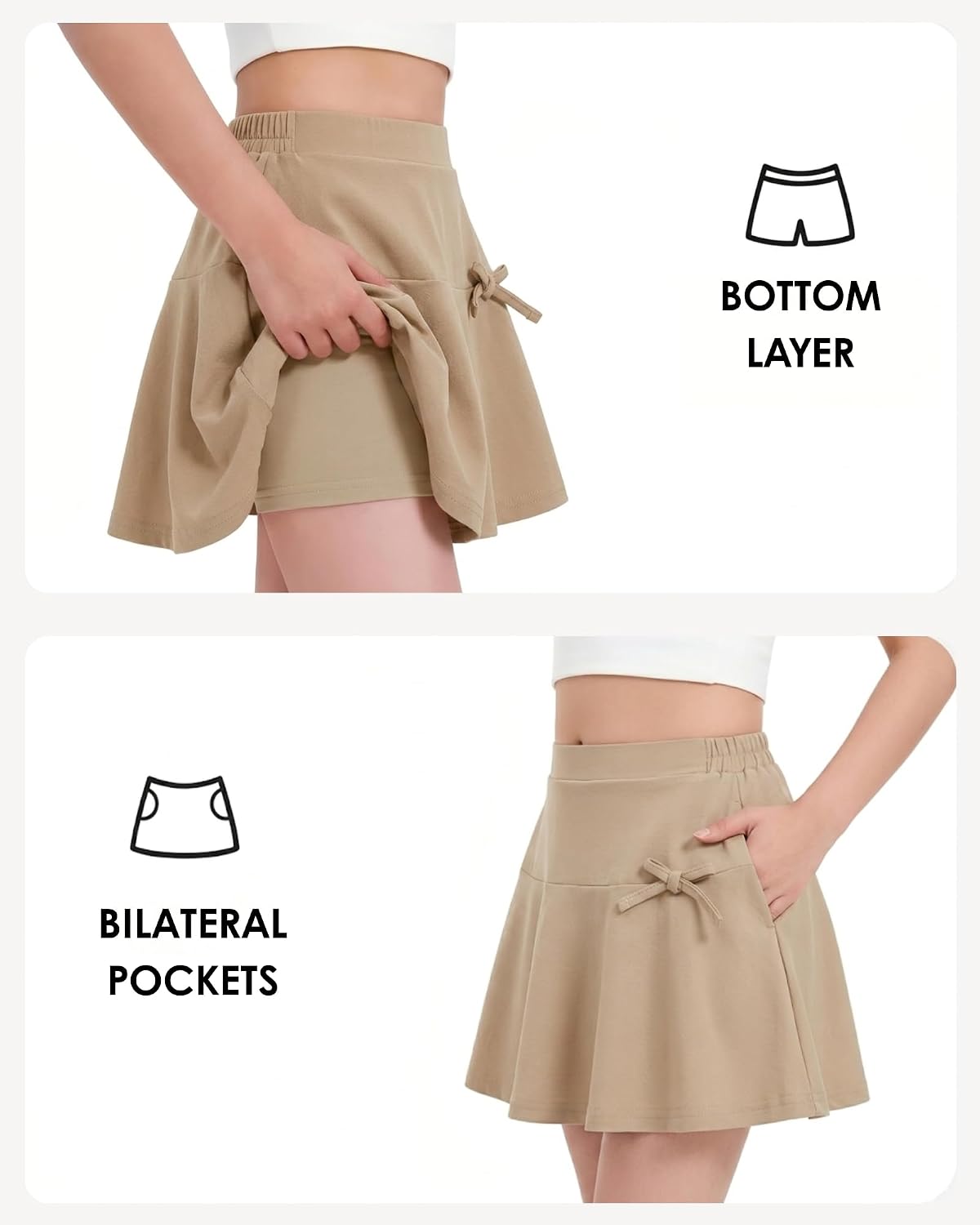 Girls School Uniform Skirts: High Elastic Waist Mini Pleated Skirt Casual Stretch Skater Skort for Girls 4-9 Years
