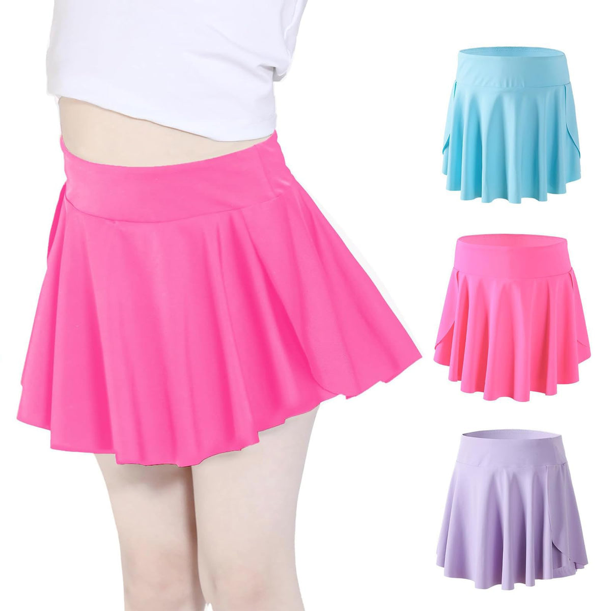 Skort Girls, Athletic Skirts for Tennis Golf, Butterfly Flowy Shorts for Kids, Shorts with Pocket