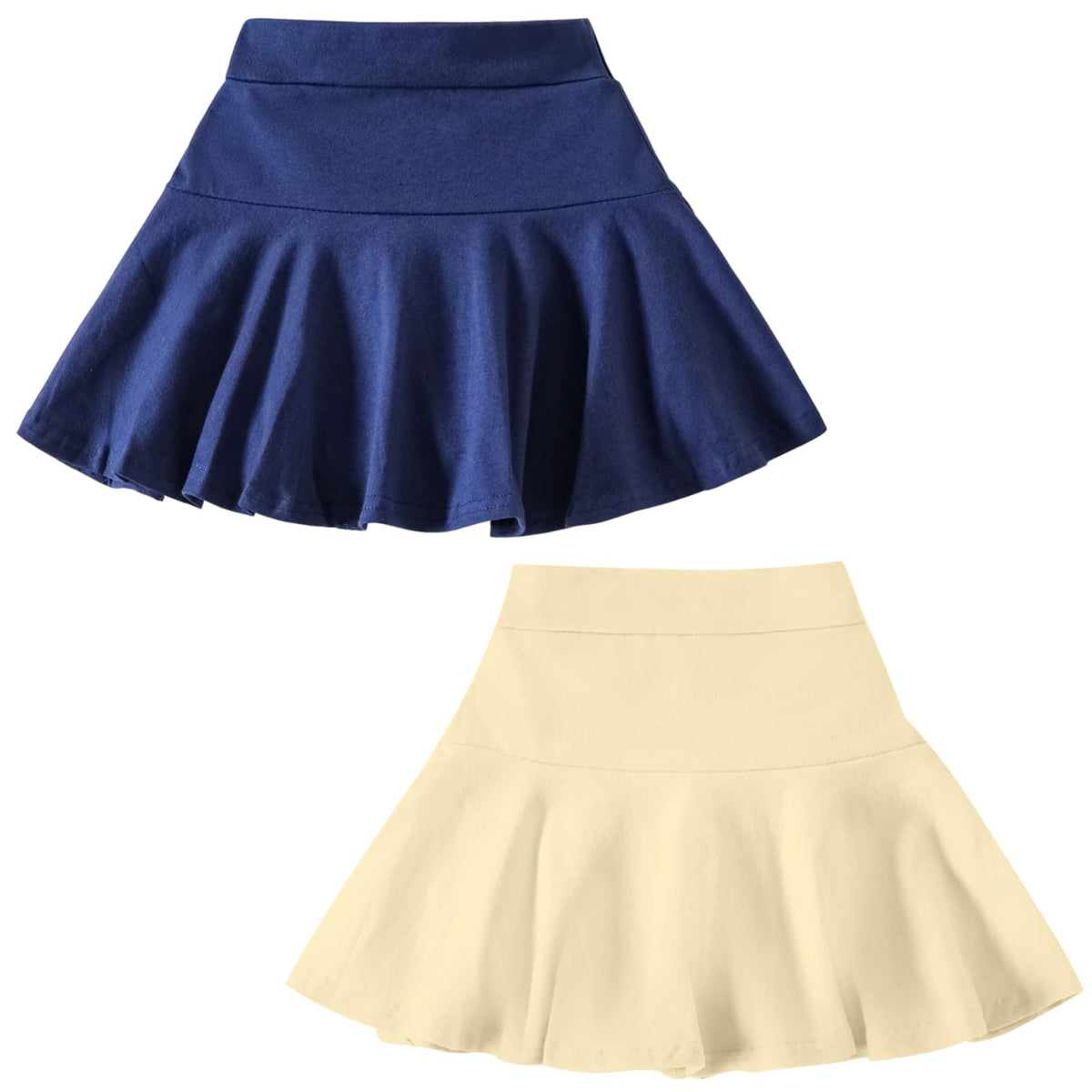 DREAM BUS 2 Pack Girl Pleated Skirts Built in Shorts Little Kid Tennis Skorts Toddler Girl Athletic Flowy Skorts Skirts