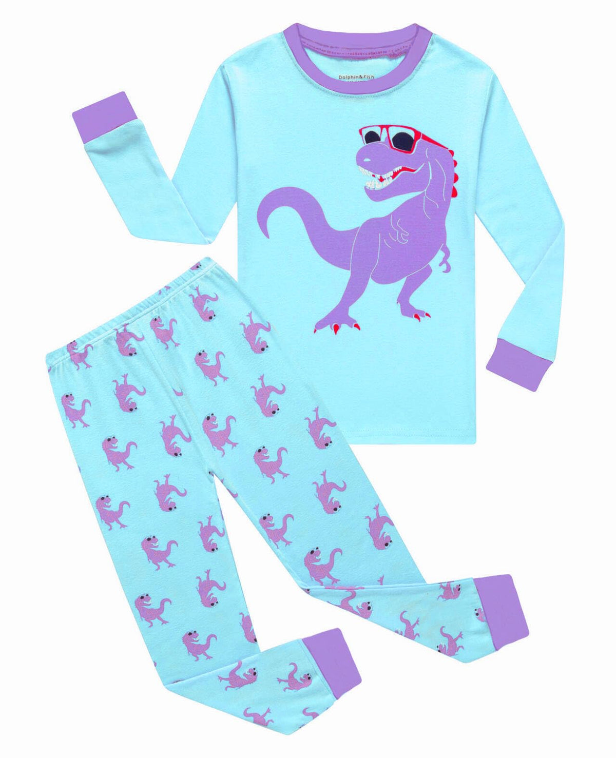 Dolphin&Fish Girls Cotton Pajamas Toddler 2 Pieces Pjs Kids Sleepwear Clothes Long sleeve Sets
