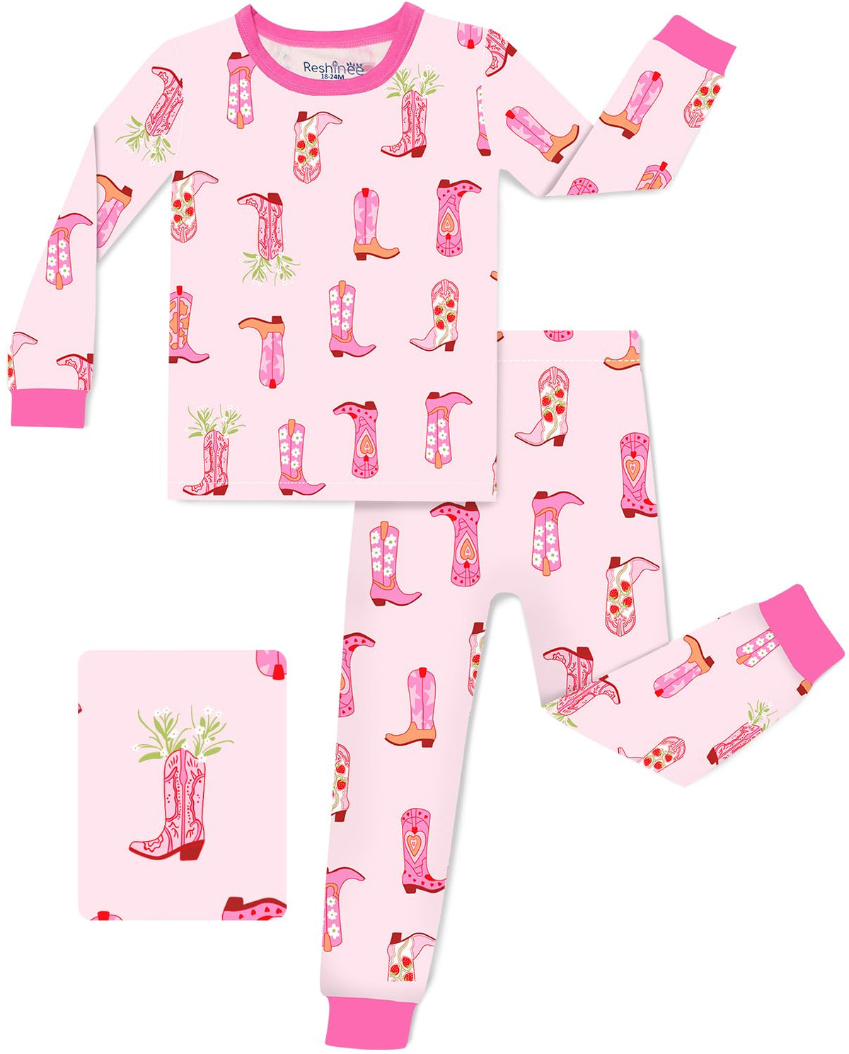 babee Reshinee Bamboo Viscose Toddler Girls Kids Pajamas Unicorn Mermaid Pjs Long Sleeve Snug fit 12M-8Y 2pcs Soft Jammies