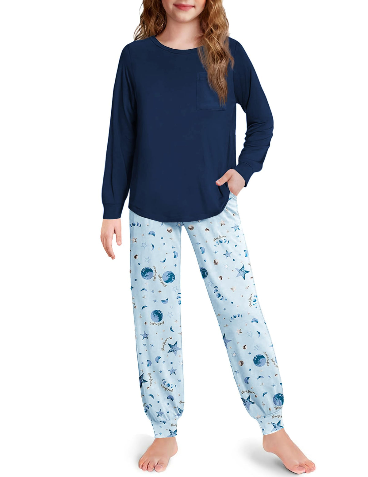 Arshiner Pajamas for Girls Long Sleeve Pjs Set Soft Ankle Cuff Sleepwear