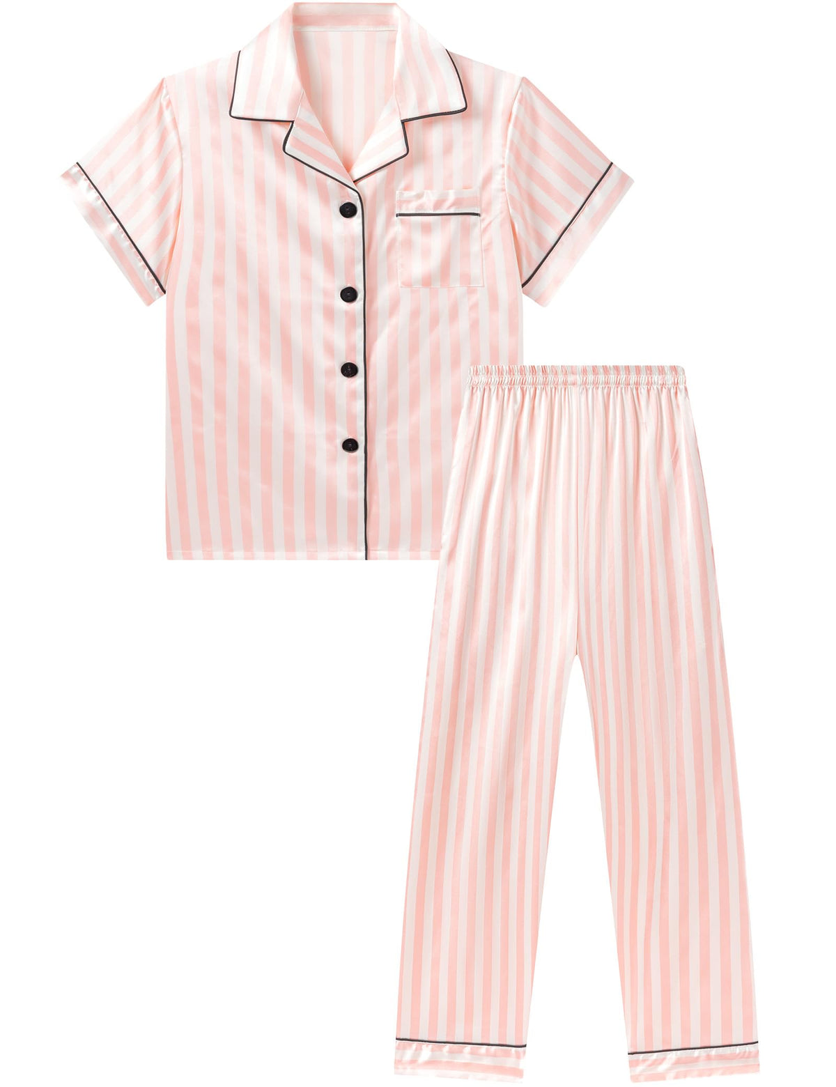 DIPUG Girls Pajamas Silk Pjs Soft Sleepwear for Kids