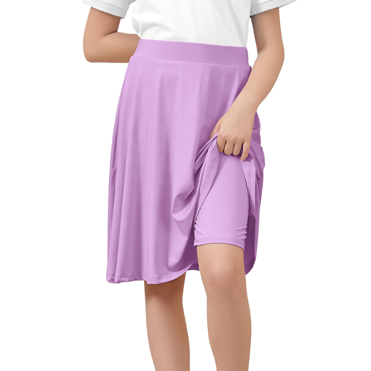 Zando Knee Length Skorts for Girls A Line Uniform Skirt with Shorts 6-14Y