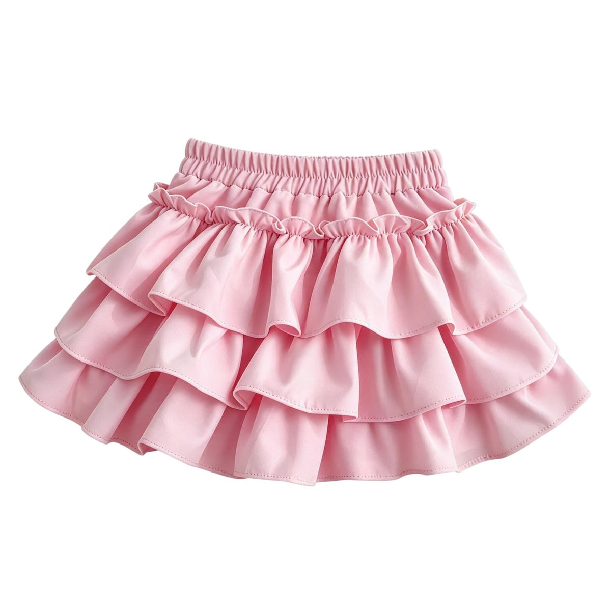 Little Girls 3 Layers Ruffle Skirts with Shorts School Uniform Skirts for Girls Casual Travel Party
