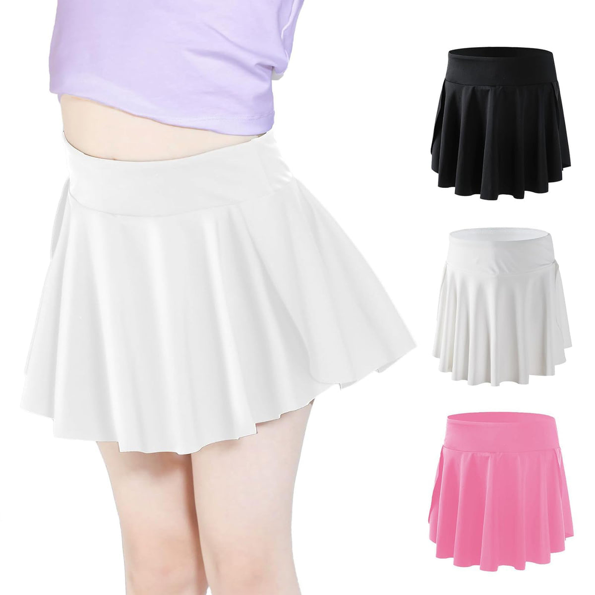 Skort Girls, Athletic Skirts for Tennis Golf, Butterfly Flowy Shorts for Kids, Shorts with Pocket