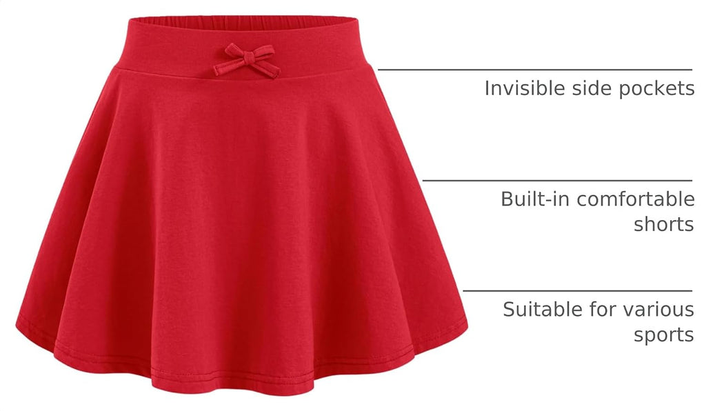 BOOPH Girls Skirts Kids Casual Skorts Athletic Uniform Skirt with Pockets