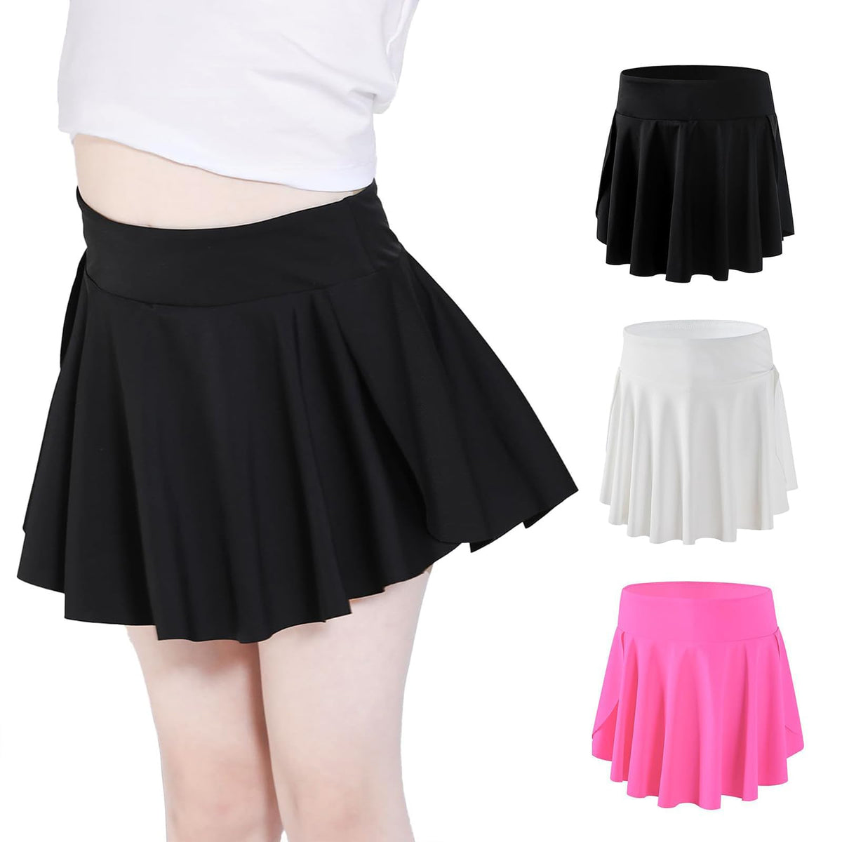 Skort Girls, Athletic Skirts for Tennis Golf, Butterfly Flowy Shorts for Kids, Shorts with Pocket