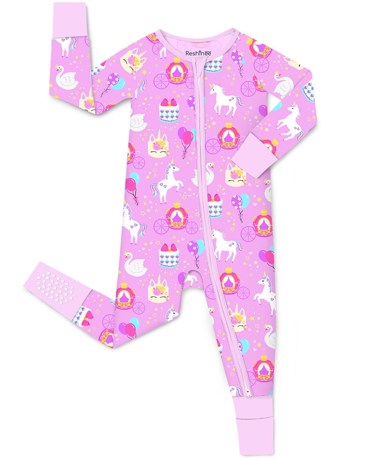 babee Reshinee Viscose derived from bamboo Baby Pajamas Convertible Footie Sleepers for Baby Girl 2-Way Zipper Onesies 0-24M