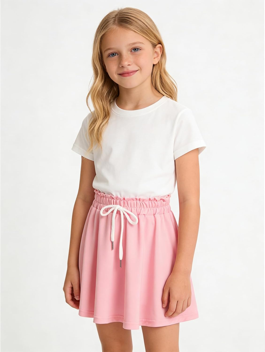 Girls 4 Pack Athletic Skirts Set Tennis Golf Skirts with Shorts Running Flowy Skorts 3-12Y