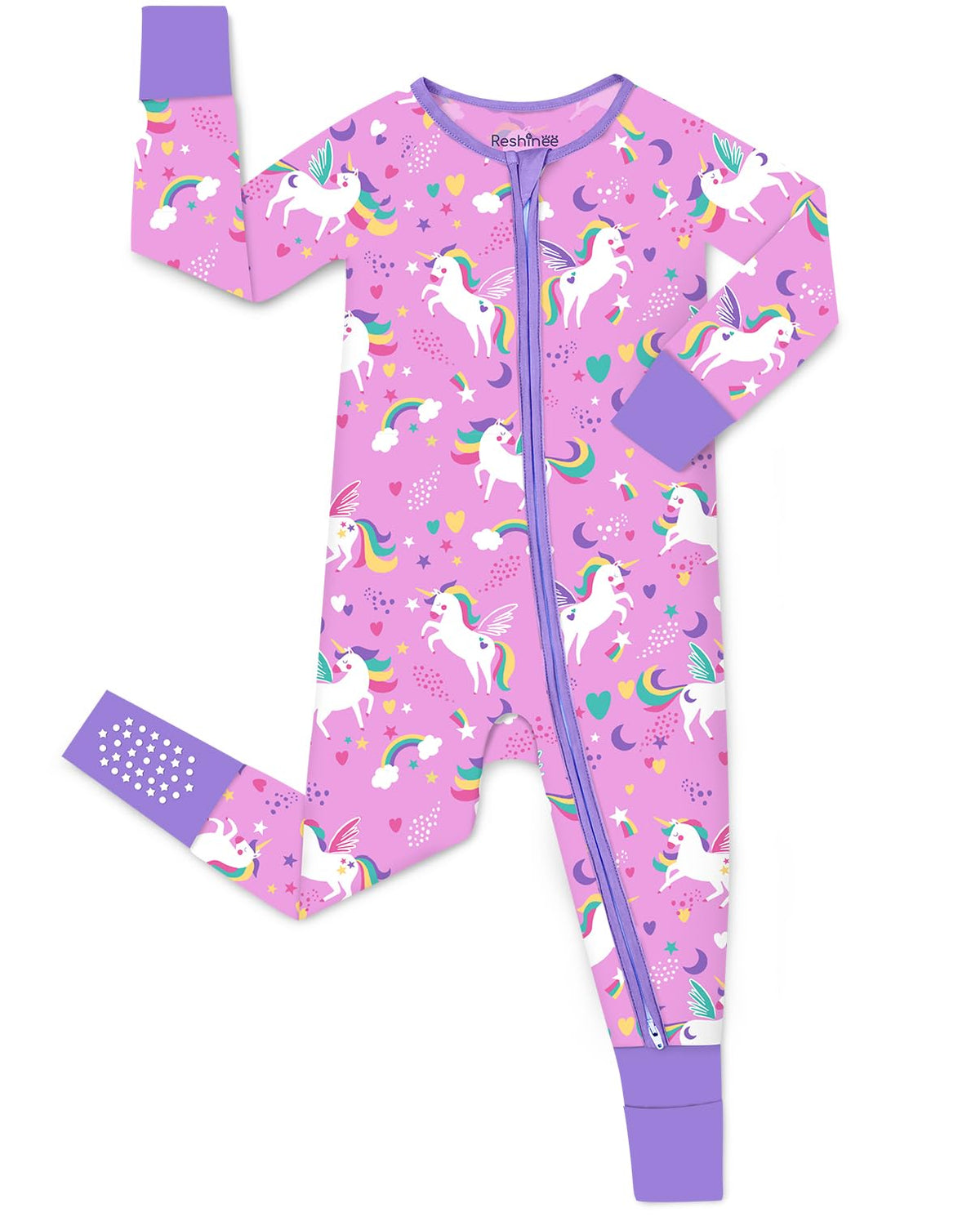 babee Reshinee Viscose derived from bamboo Baby Pajamas Convertible Footie Sleepers for Baby Girl 2-Way Zipper Onesies 0-24M