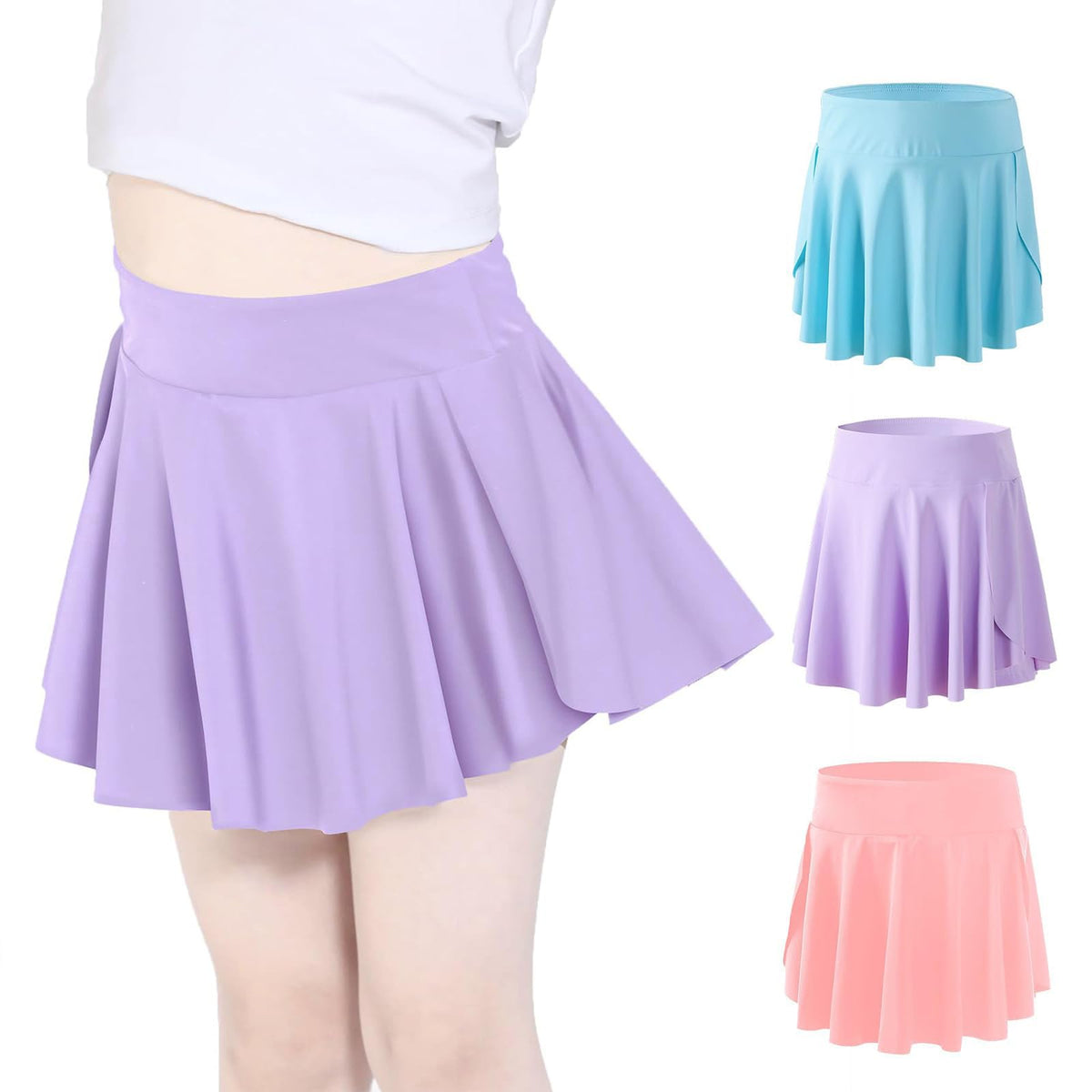 Skort Girls, Athletic Skirts for Tennis Golf, Butterfly Flowy Shorts for Kids, Shorts with Pocket