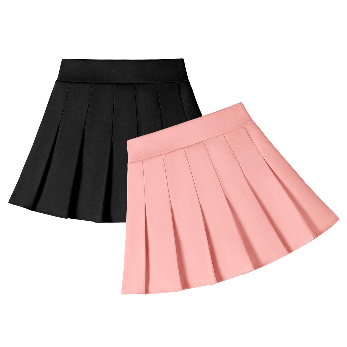 2 Pack Toddler Girls Pleated Tennis Skorts with Built-in Shorts