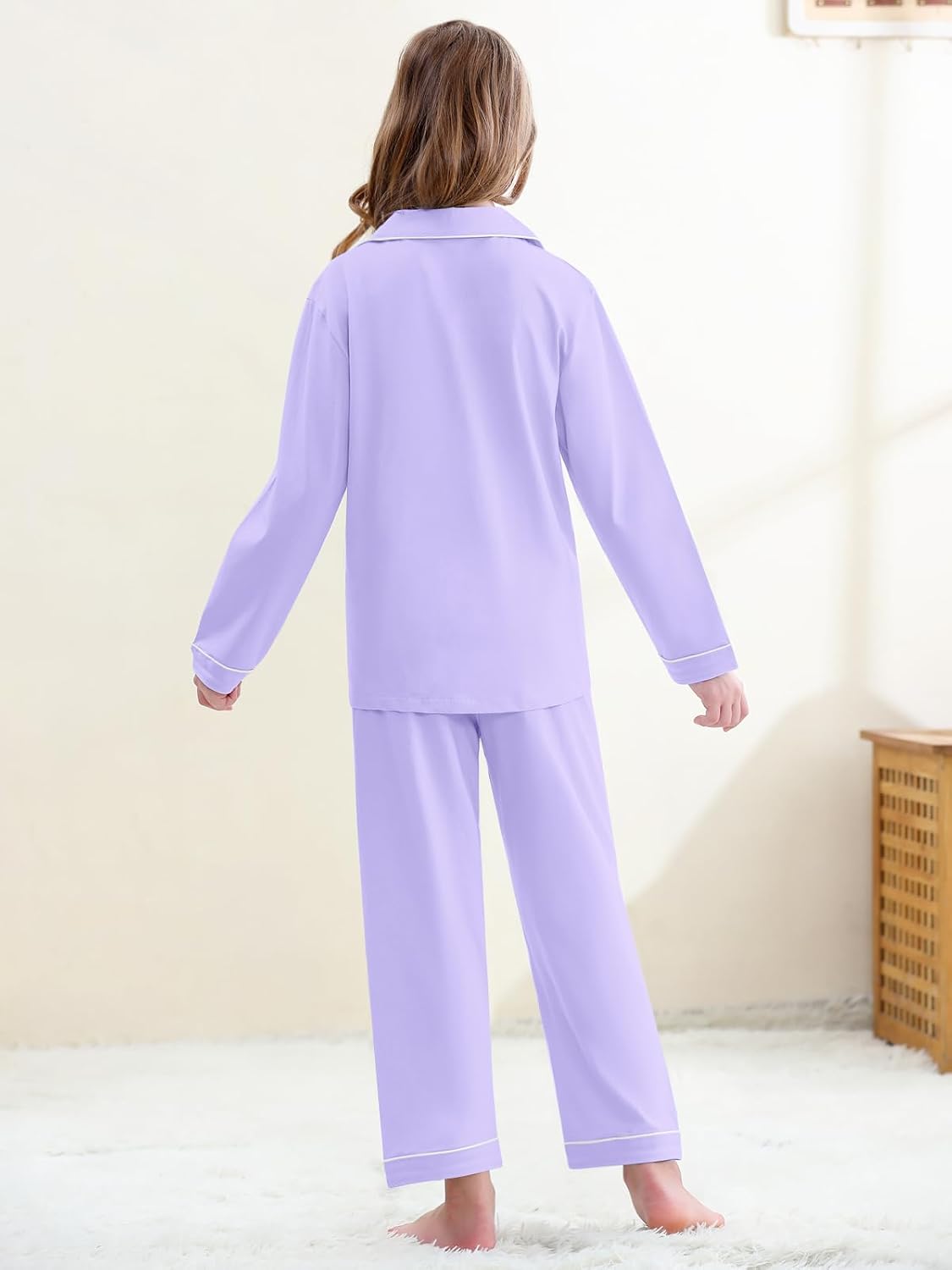 QZH.DUAO Girls Women Pajamas Set Cotton Long Sleeve Top Pjs 5Years-L