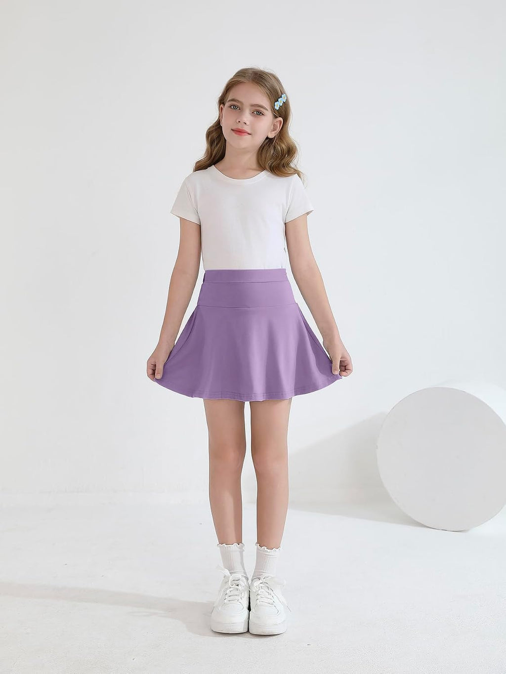 A-line Skirts for Girls Kids Ruffle Tennis Skort with Built-in Shorts