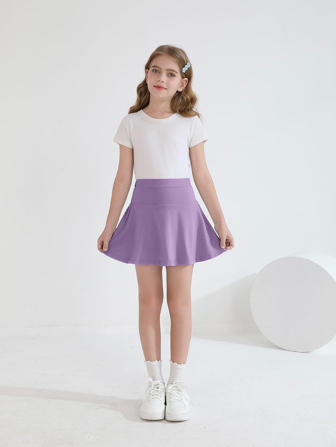 A-line Skirts for Girls Kids Ruffle Tennis Skort with Built-in Shorts