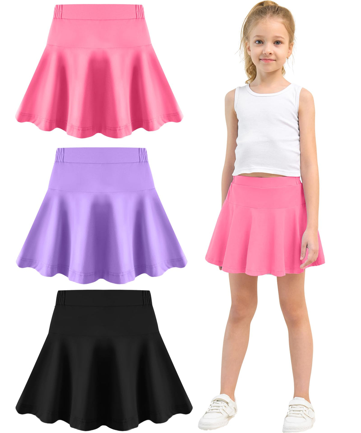 Toddler Skirt Little Girls Athletic Uniform Skorts Golf Outfit Cheer Tennis Skirts with Shorts
