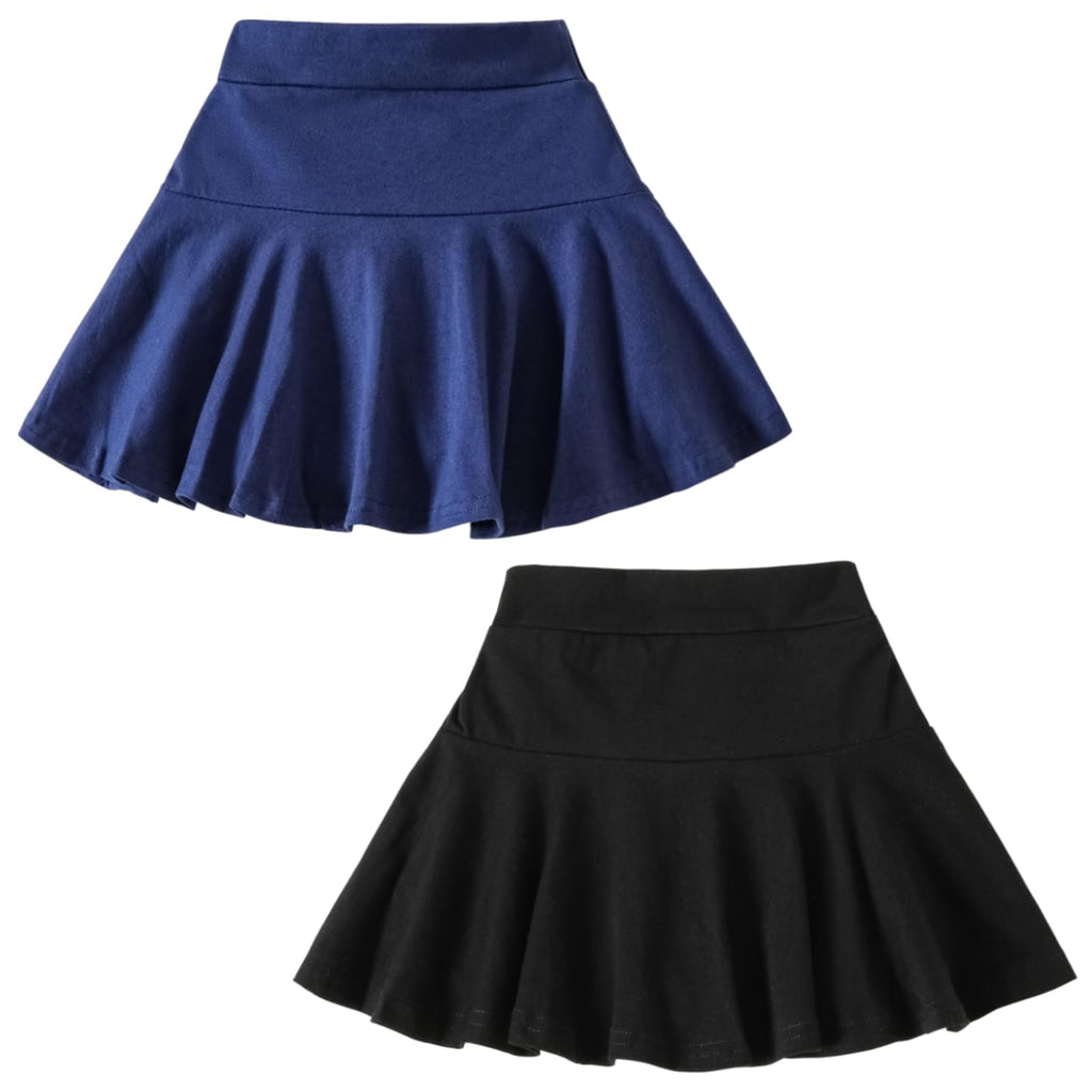 DREAM BUS 2 Pack Girl Pleated Skirts Built in Shorts Little Kid Tennis Skorts Toddler Girl Athletic Flowy Skorts Skirts